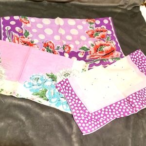 - Purple set if 3 vintage ladies handkerchiefs Accessories 1950's